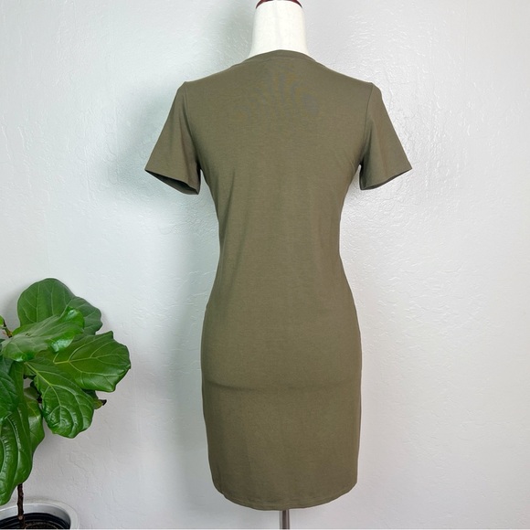 •THEORY•‎ Rubric Short Sleeve Knot Tee T-Shirt Dress in Army Green Size P / US 0 - Picture 3 of 14